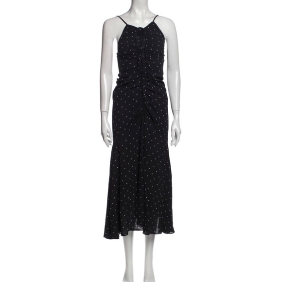 Alice McCall Oscar Ruched Polka Dot Midi Dress 2/6 - Picture 7 of 14